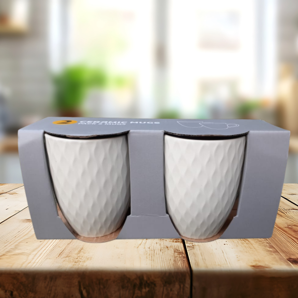 Producto - Set x 2 Jarro Mug cerámica curves 300ml color tiza (en caja)