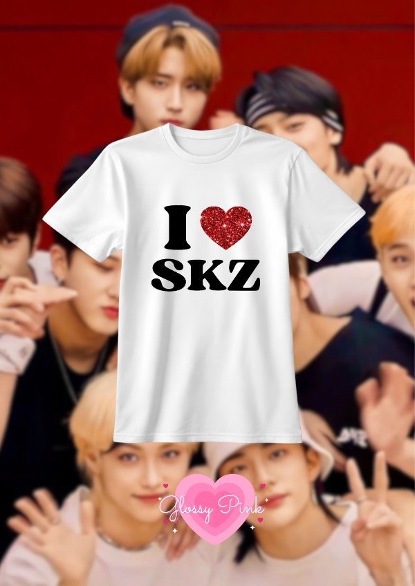 Producto - Remera I Love SKZ - VINILO TEXTIL GLITTER