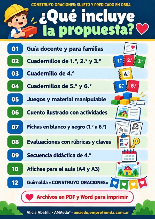 Producto - CONSTRUYO ORACIONES - Sujeto y Predicado (Primero a Sexto Grado) - 3