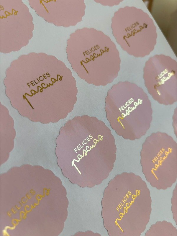 Producto - Stickers Felices Pascuas Rosa Foil x20