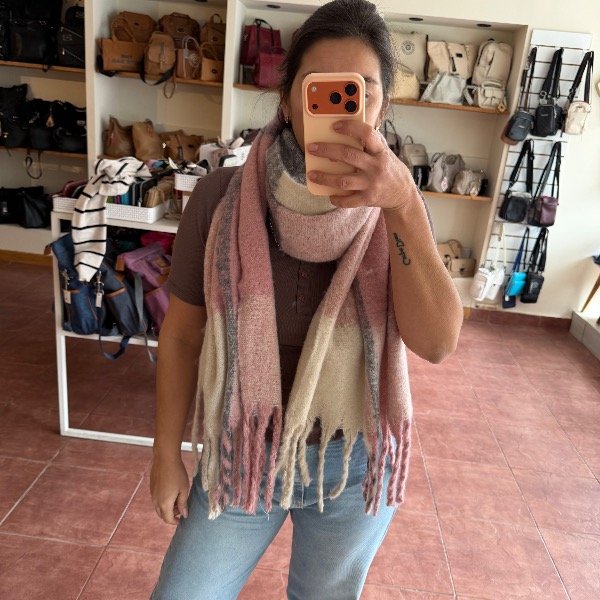 Producto - Bufandon rosa-lila-gris-natural