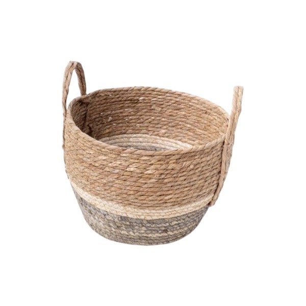 Producto - Canasto grande con asas gris natural