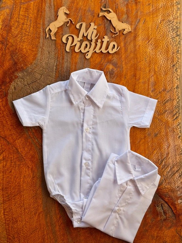 Producto - Body Camisa Blanco Liso Unisex MC