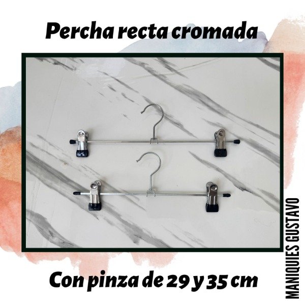 Producto - Percha recta cromada con pinza adulto mediana y grande