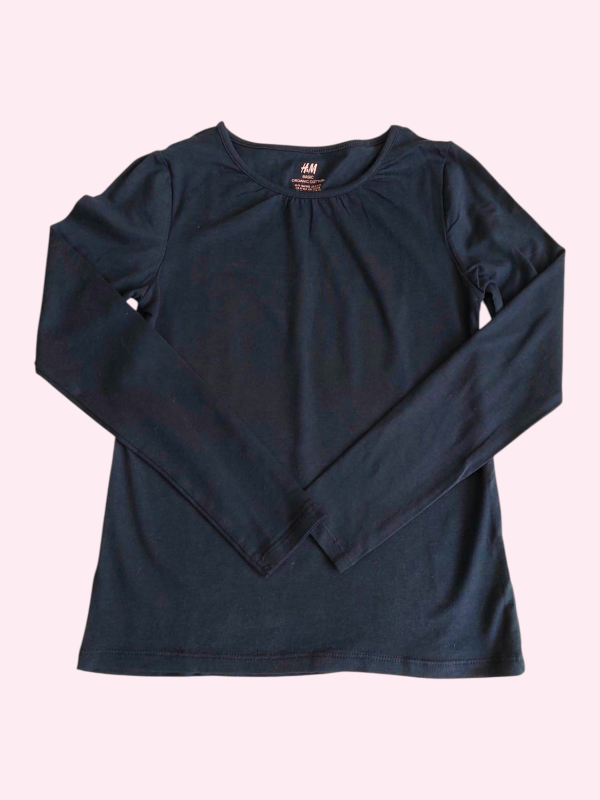Producto - Remera manga larga azul oscuro con frunce HYM 8/10 años