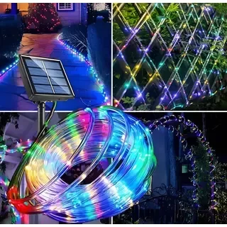 Producto - Manguera luces LED Multicolor con panel solar 7 metros