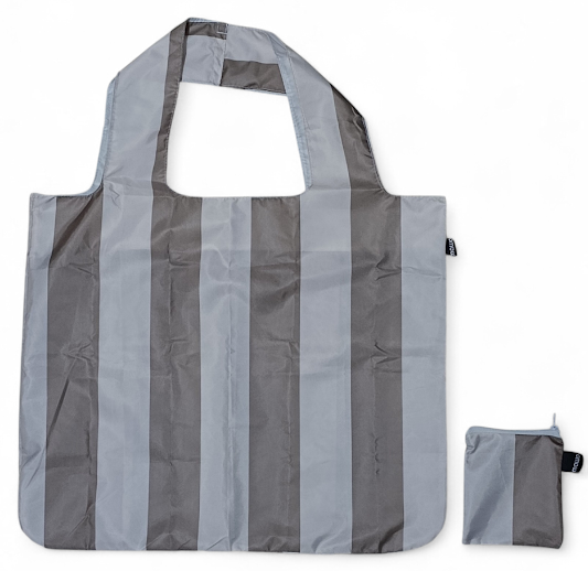 Producto - BOLSA REUTILIZABLE PLEGABLE A RAYAS EN GRIS - 0