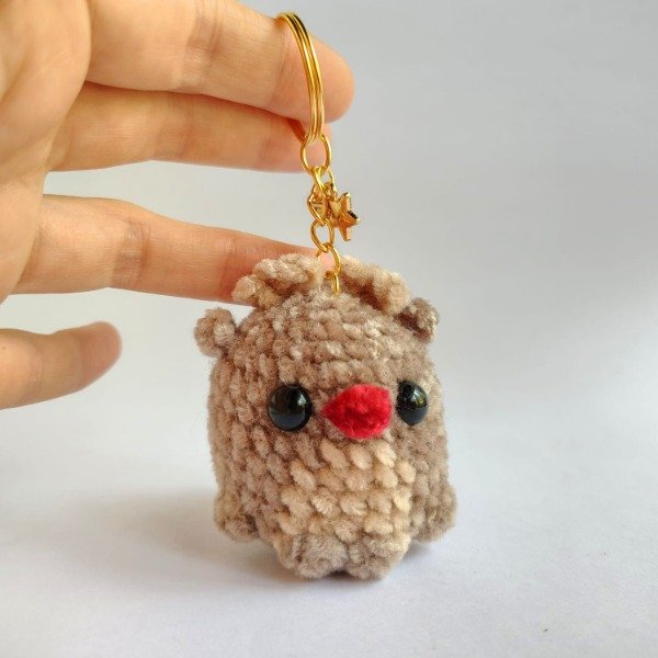 Producto - Llavero reno navideño tejido chenille suave amigurumi
