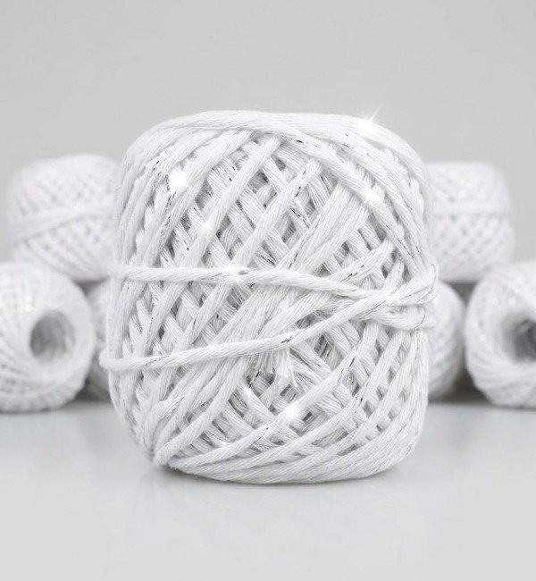 Producto - Ovillo Hilo Algodon Blanco Lurex - 1