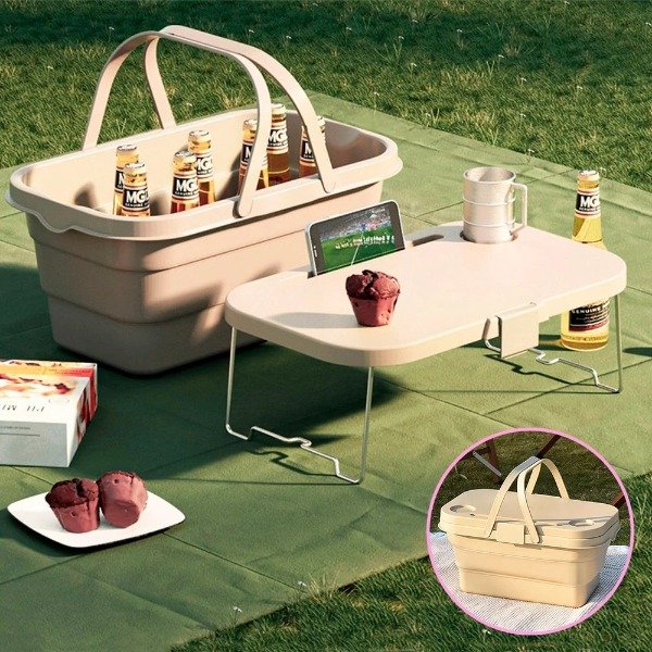 Producto - Conservadora plegable con mesa beige