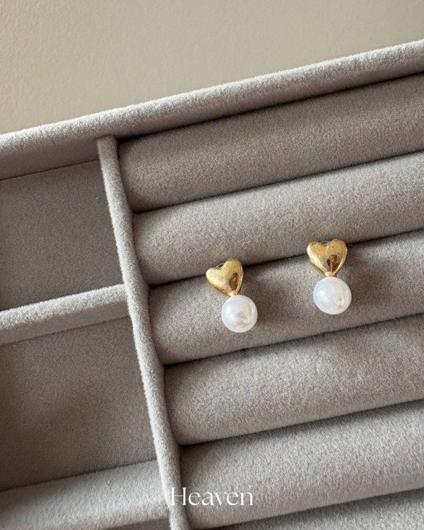 Producto - Aros corazón perla
