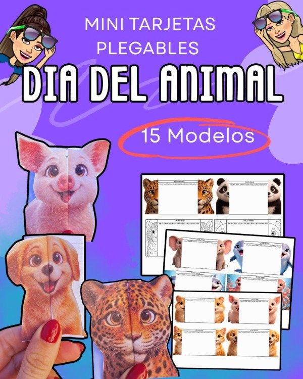 Producto - MINI TARJETAS PLEGABLES. DÍA DEL ANIMAL