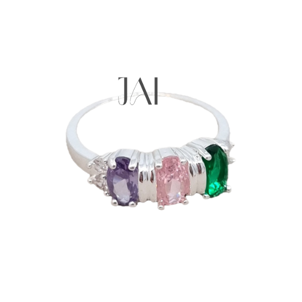 Producto - Anillo de piedritas violeta, rosa y verde
