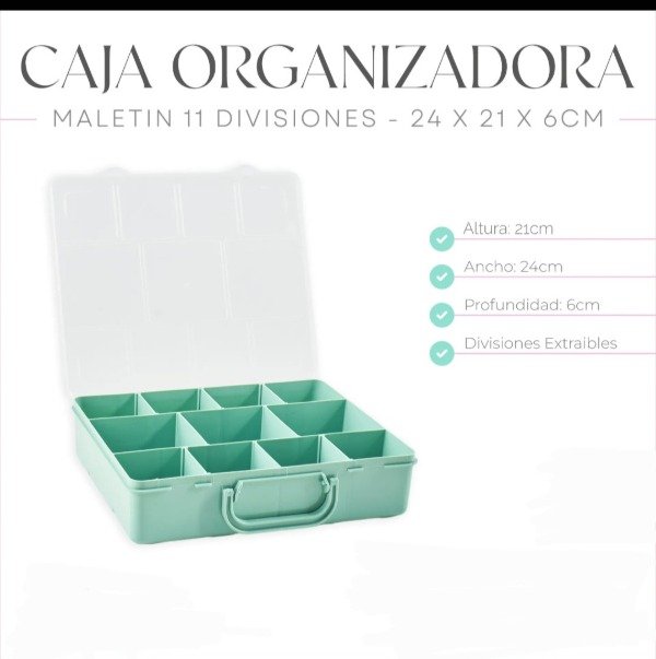 Producto - Maletin organizador verde pastel 11 divisiones