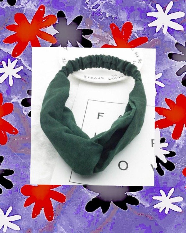 Producto - Vincha cruzada de tela gamuzada Verde