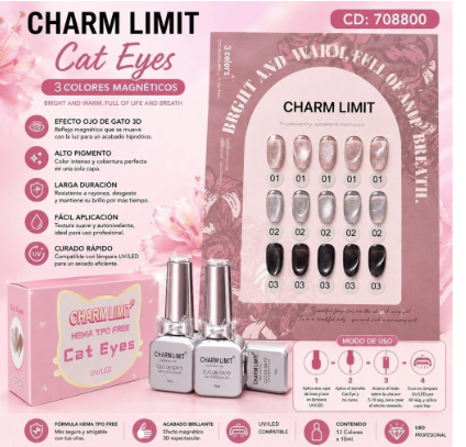 Producto - Esmalte Semipermanente Ojo De Gato Diamond plateado Charm limit HEMA TPO FREE