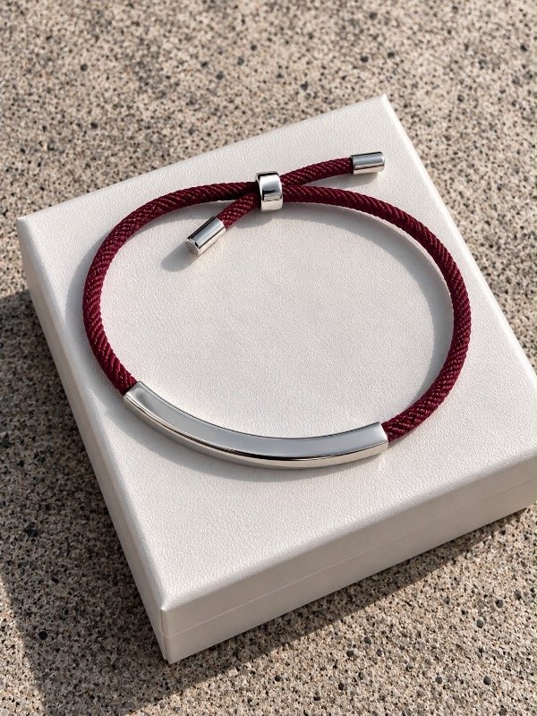 Producto - Pulsera cordón bordo acero quirúrgico
