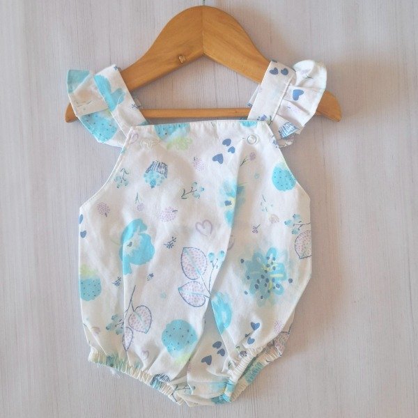 Producto - Body Poplin Blanco con Flores Celeste