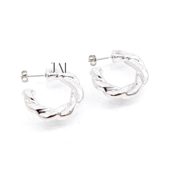 Producto - Media argollas plateadas soga