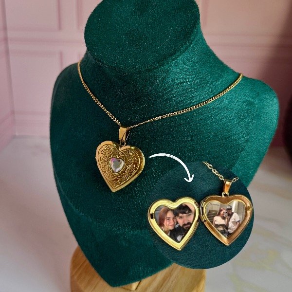 Producto - Relicario: Heart Rainbow Golden