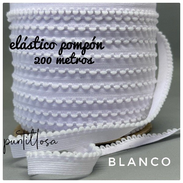 Producto - Elastico Pompon rollo 200mt Blanco
