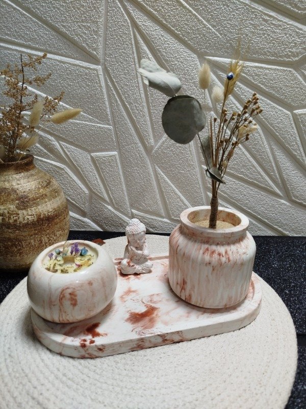 Producto - Bok De 4 Piezas Efecto Mármol Terracota Deco