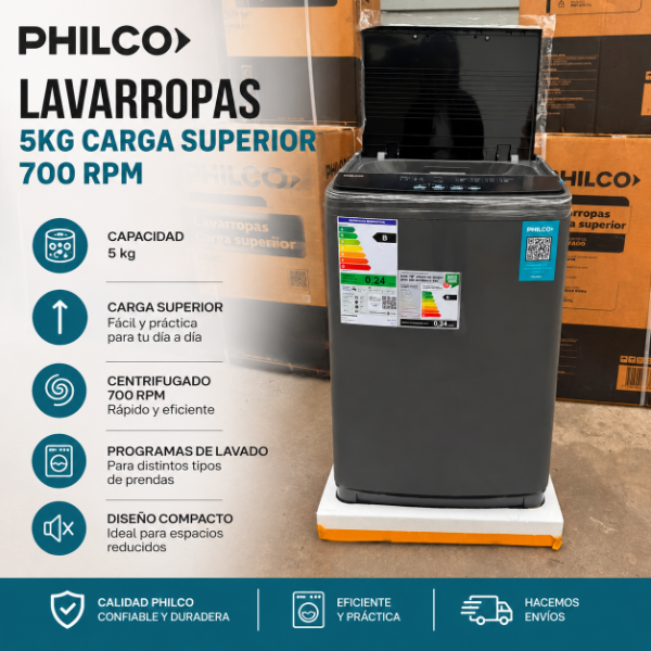 Producto - LAVARROPAS PHILCO 5KG CARGA SUPERIOR 700RPM