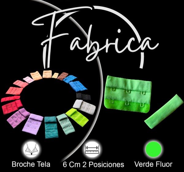 Producto - Gancho de tela Verde fluor 6cm x 2 posiciones (por unidad)