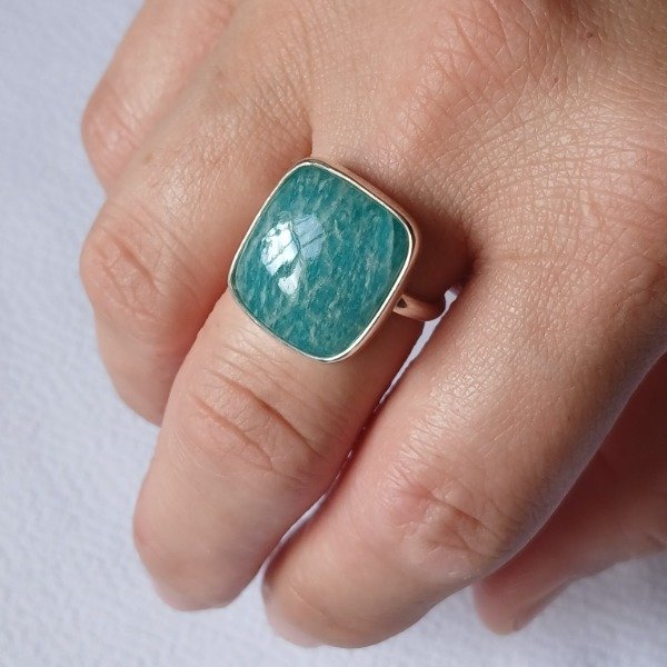 Producto - Anillo Plata 925 con amazonita - Talle 19