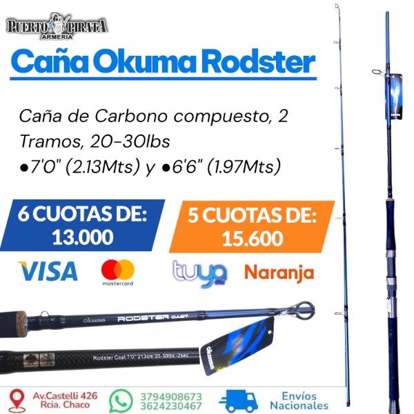 Producto - Caña okuma Rodster 2TRAMOS 2.13Mts/ 1.97Mts