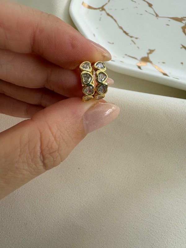Producto - Argollas corazones 14mm - Acero dorado