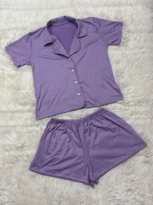 Producto - Pijama camisero liso - Violeta