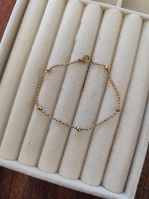 Producto - Pulsera bolitas mini. Acero dorado.