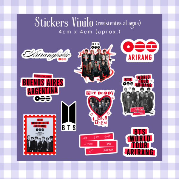 Producto - Pack 10 Stickers Vinilo BTS Arirang