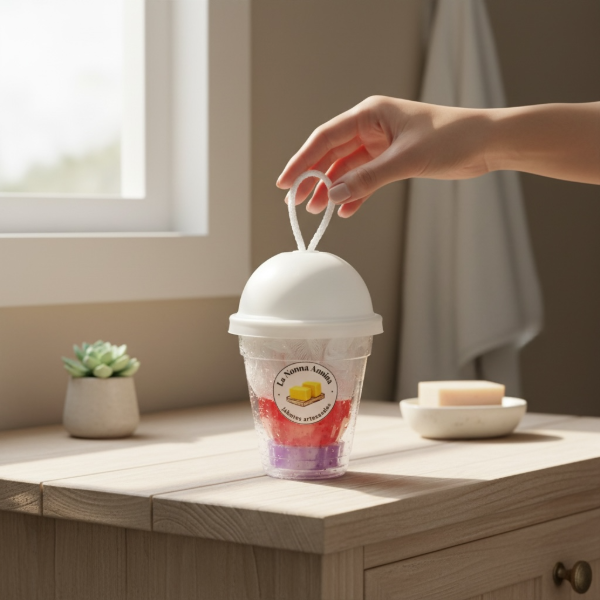 Producto - SET SUAVIDAD INCLUYE ESPONJA, 3 JABONES GLICERINA ARTESANALES EN VASO SURTIDOS