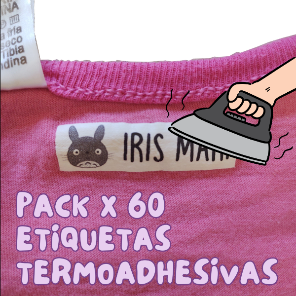 Producto - Pack x 60 Etiquetas Personalizada Con Nombre Para Ropa Pega Plancha
