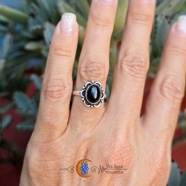 Producto - Anillo Hindú "Vanha" - Black Star (Piedra 7 x 9 mm) / Talle: 17 mm