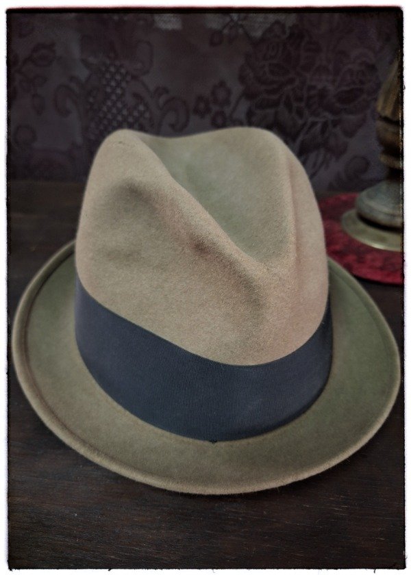 Producto - Fedora Gris verdoso Fieltro de pelo natural Talle 56