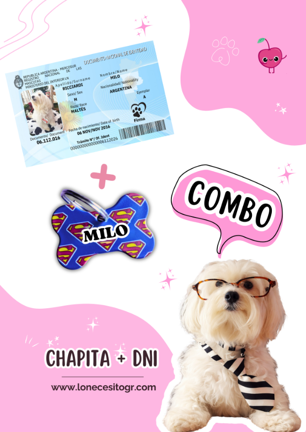 Producto - Combo Dni + chapita mascotas