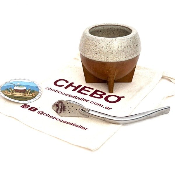 Producto - MATE Esmaltado Arena + BOMBILLA + STIKER