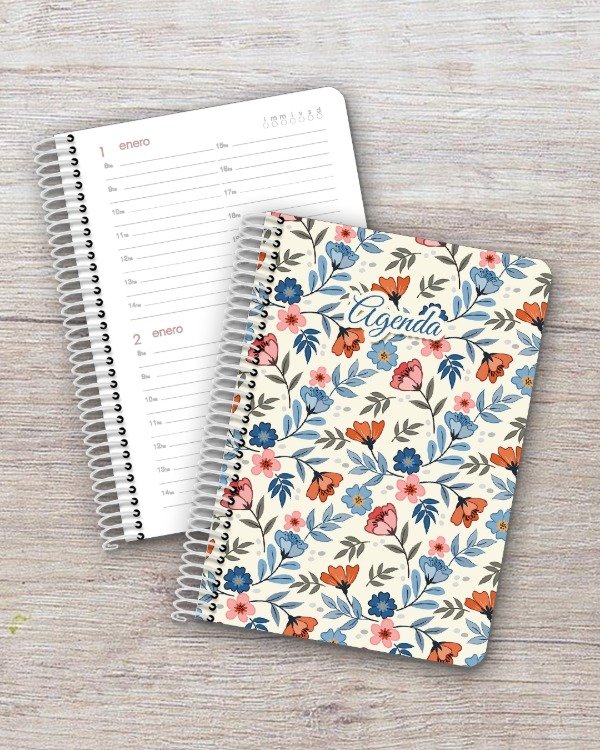 Producto - Agenda Perpetua A5 - 2 días por página - dis. miss bouquet