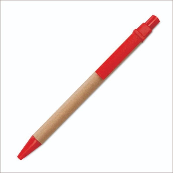 Producto - Boligrafo Eco carton con detalle rojo- TINTA AZUL
