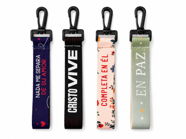 Producto - Llavero cinta bifaz con mosqueton de plastico PROMO X3 UNIDADES (20 x 3 cm)