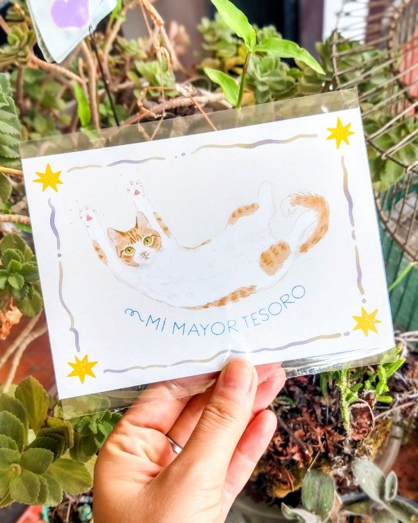 Producto - Postal Tesoro Blanco y naranja