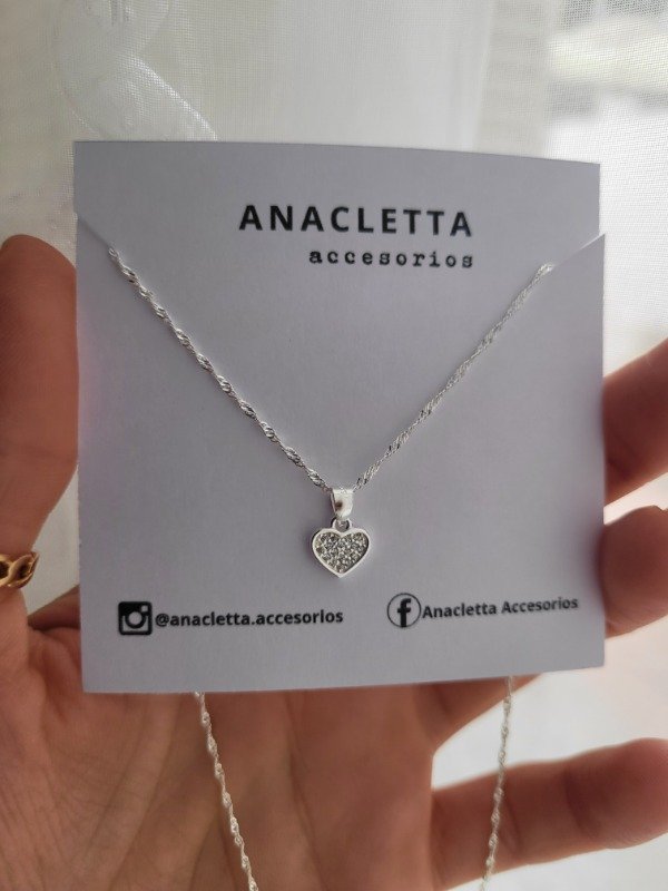 Producto - Gargantilla corazón micro cúbics Plata 925 - 40 cm