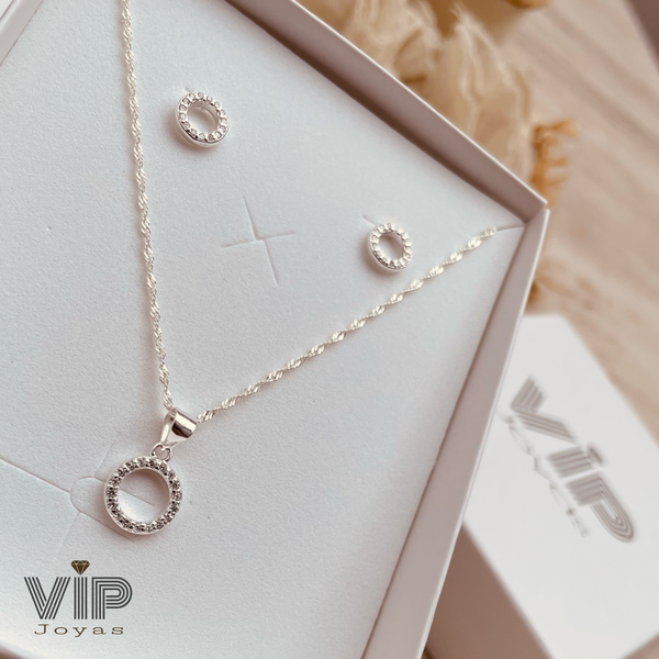 Producto - Set Cadena, Dije y Aros Circulo Plata 925