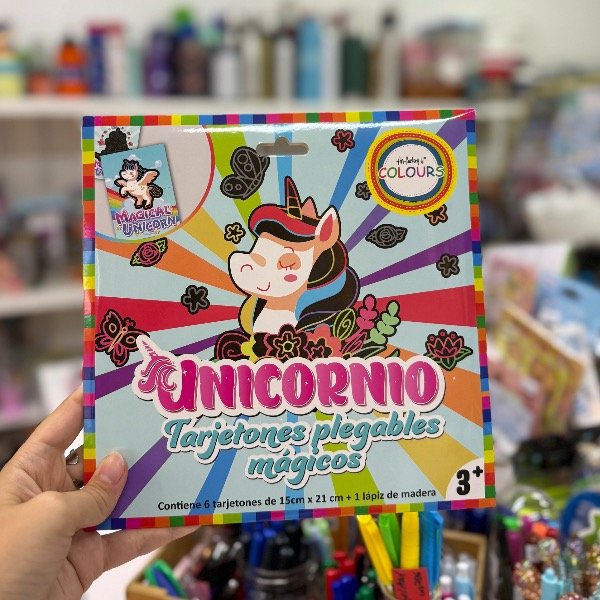 Producto - Papel Mágico Tarjetones Plegable UNICORNIO 6 Hojas Con 1 Lápiz 7169
