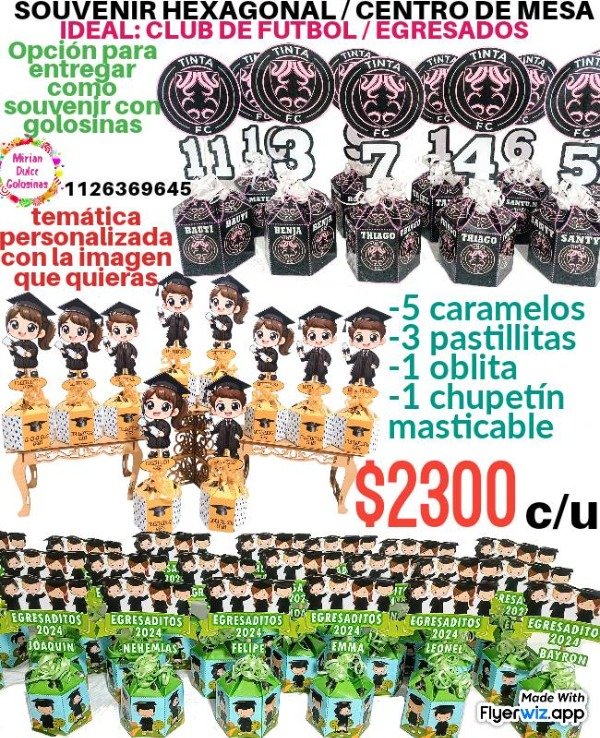 Producto - Souvenir personalizado con golosinas club social egresados