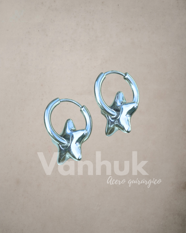 Producto - Aros argolla y dije estrella clip P - 2