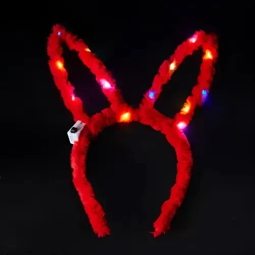 Producto - Vincha conejo peluche con luz color roja